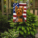 Blue and Tan Yorkshire Terrier American Flag Garden Flag