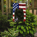 Black Pomeranian American Flag Garden Flag