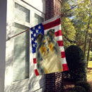 Blue Merle Sheltie American Flag House Flag