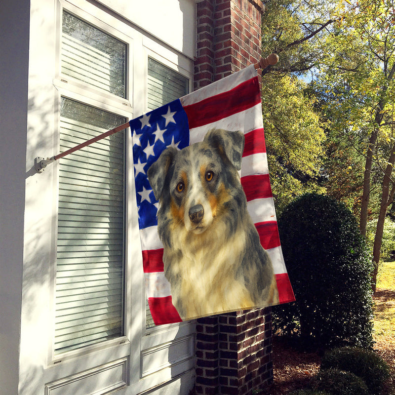 Blue Merle Border Collie American Flag House Flag
