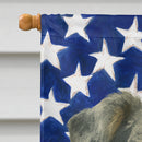Blue Merle Border Collie American Flag House Flag