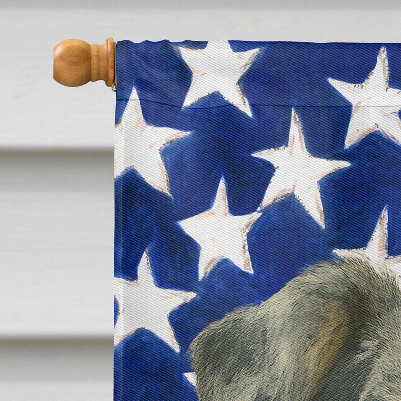 Blue Merle Border Collie American Flag House Flag
