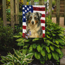 Blue Merle Border Collie American Flag Garden Flag