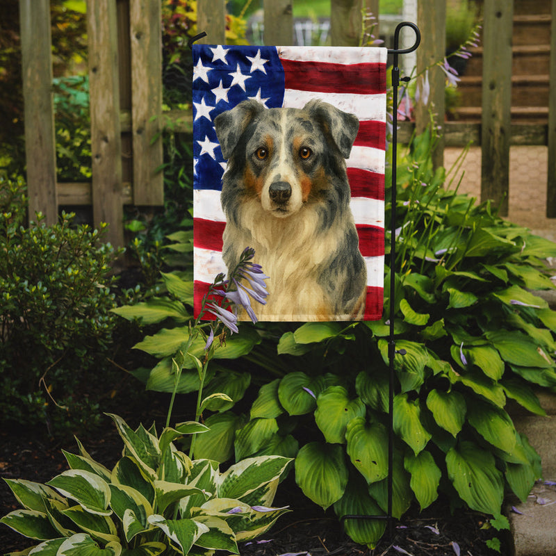 Blue Merle Border Collie American Flag Garden Flag