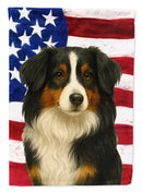 Black Tri American Shepherd American Flag House Flag