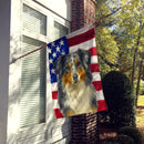 Blue Merle American Shepherd American Flag House Flag