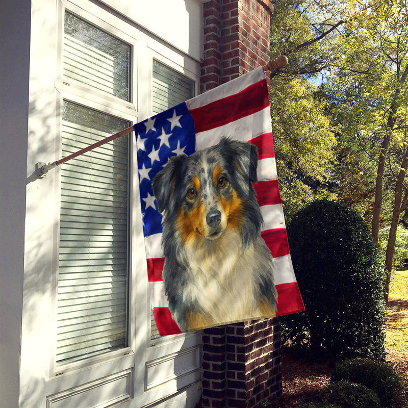 Blue Merle American Shepherd American Flag House Flag