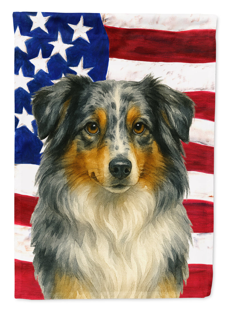 Blue Merle American Shepherd American Flag House Flag