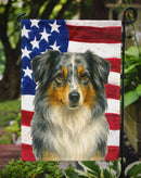 Blue Merle American Shepherd American Flag Garden Flag