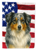 Blue Merle American Shepherd American Flag Garden Flag