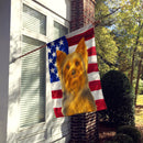 Blue and Tan Longhaired Yorkshire Terrier American Flag House Flag