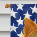 Blue and Tan Longhaired Yorkshire Terrier American Flag House Flag