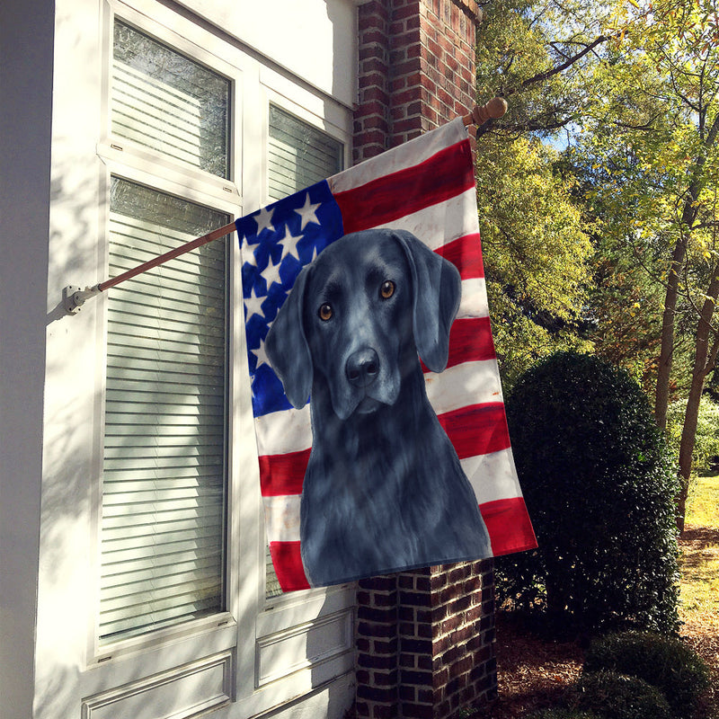 Blue Weimaraner American Flag House Flag