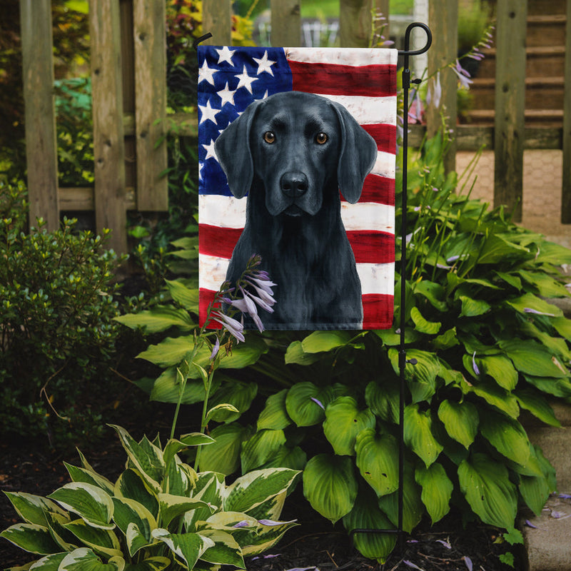 Blue Weimaraner American Flag Garden Flag