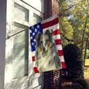 Blue Merle Collie American Flag House Flag