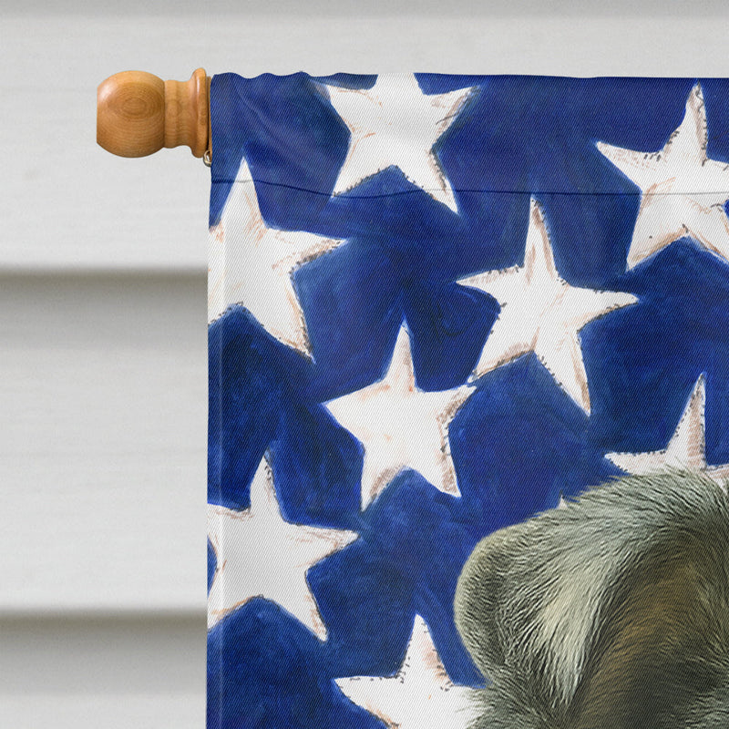 Blue Merle Collie American Flag House Flag
