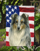 Blue Merle Collie American Flag Garden Flag