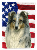 Blue Merle Collie American Flag Garden Flag