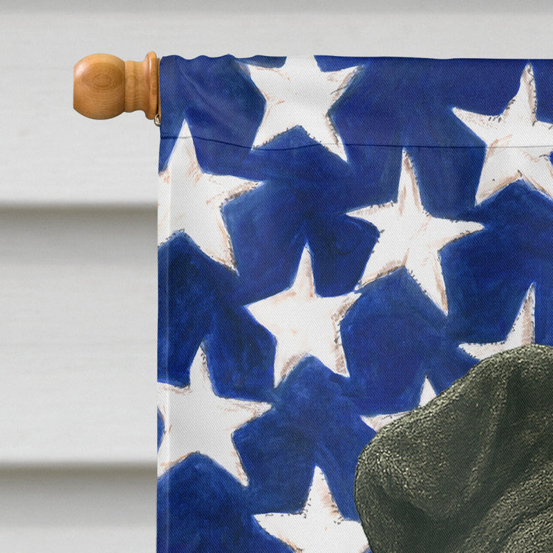 Black Shar Pei American Flag House Flag