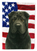 Black Shar Pei American Flag Garden Flag