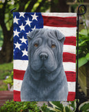Blue Shar Pei American Flag Garden Flag