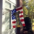 Blue Brindle Greyhound American Flag House Flag