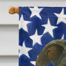 Blue Brindle Greyhound American Flag House Flag