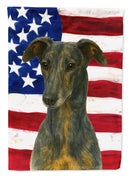 Blue Brindle Greyhound American Flag House Flag
