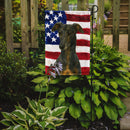 Blue Brindle Greyhound American Flag Garden Flag