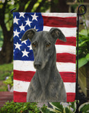 Blue Greyhound American Flag Garden Flag