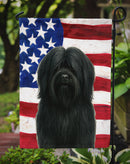 Black Lhasa Apso American Flag Garden Flag