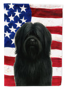 Black Lhasa Apso American Flag Garden Flag