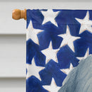 Blue and White Old English Sheepdog American Flag House Flag