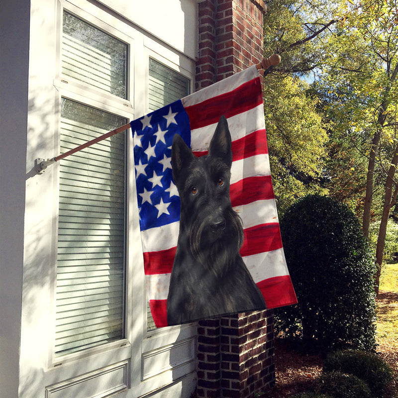 Black Scottish Terrier American Flag House Flag