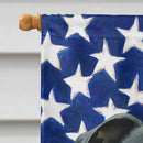 Black Staffordshire Bull Terrier American Flag House Flag