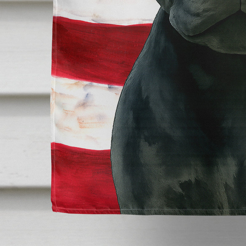 Black Staffordshire Bull Terrier American Flag House Flag