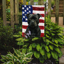 Black Staffordshire Bull Terrier American Flag Garden Flag
