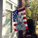Blue Staffordshire Bull Terrier American Flag House Flag