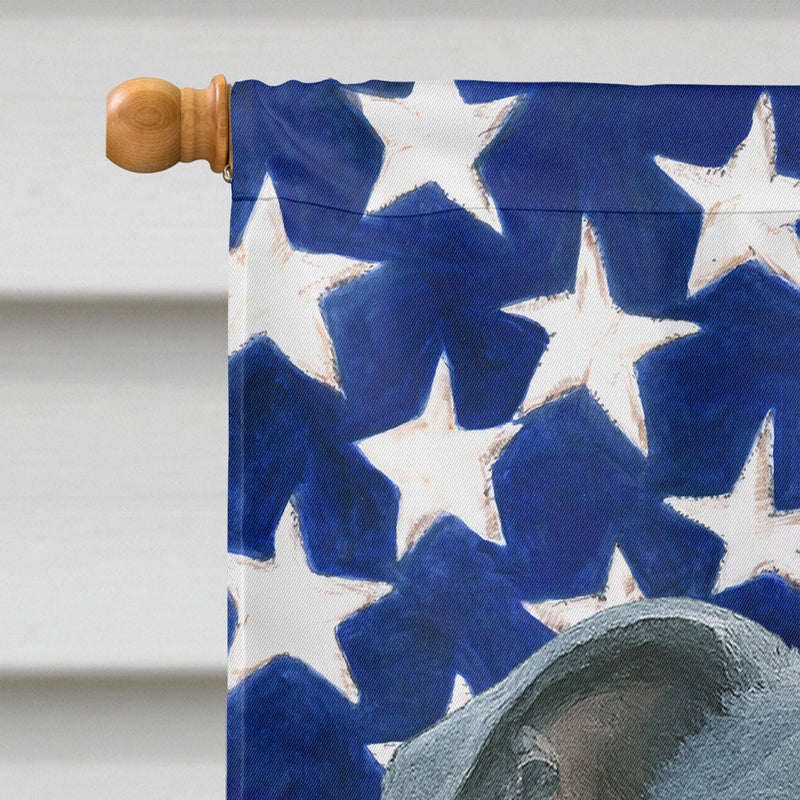 Blue Staffordshire Bull Terrier American Flag House Flag