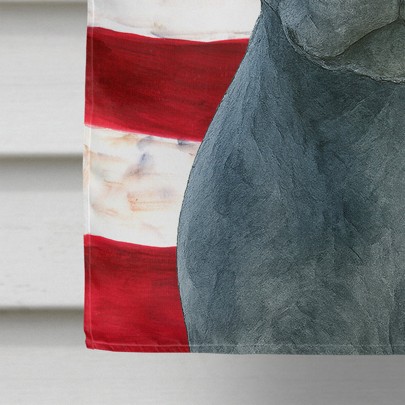 Blue Staffordshire Bull Terrier American Flag House Flag
