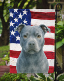 Blue Staffordshire Bull Terrier American Flag Garden Flag