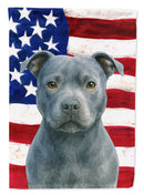 Blue Staffordshire Bull Terrier American Flag Garden Flag