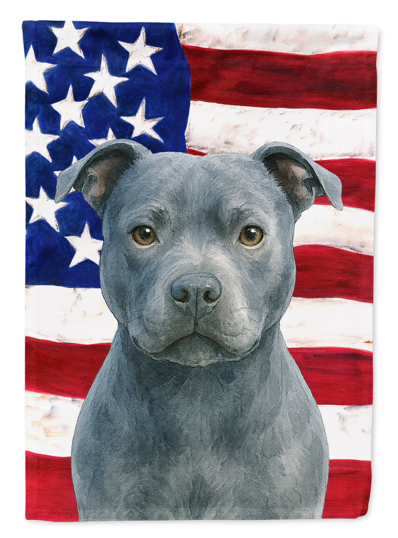 Blue Staffordshire Bull Terrier American Flag Garden Flag