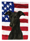 Black Whippet American Flag House Flag