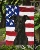 Black Whippet American Flag Garden Flag