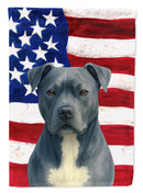 Blue American Staffordshire Terrier American Flag House Flag