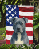 Blue American Staffordshire Terrier American Flag Garden Flag