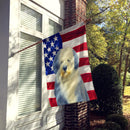 Blue Bearded Collie American Flag House Flag