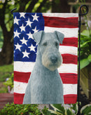 Blue Lakeland Terrier American Flag Garden Flag