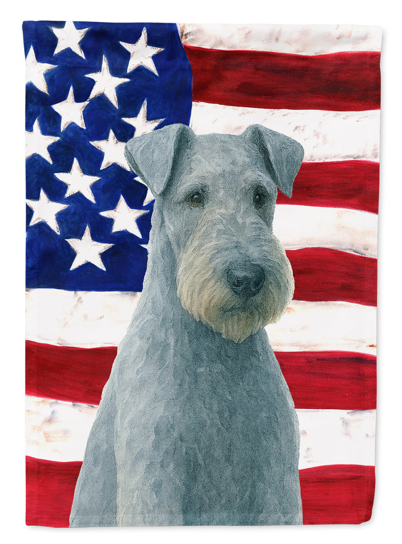 Blue Lakeland Terrier American Flag Garden Flag